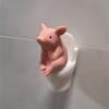 Cute Pig Figurine on The Toilet - a Whimsical Bathroom Desk Decoration That Relieves Stress And Serves As an Exquisite Ornament