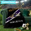 Custom Name Blanket Ravens Team Spirit Blanket Bedding Blanket for Travel, Camping, Living Rooms, Offices, Sofas, Fan Christmas Gift