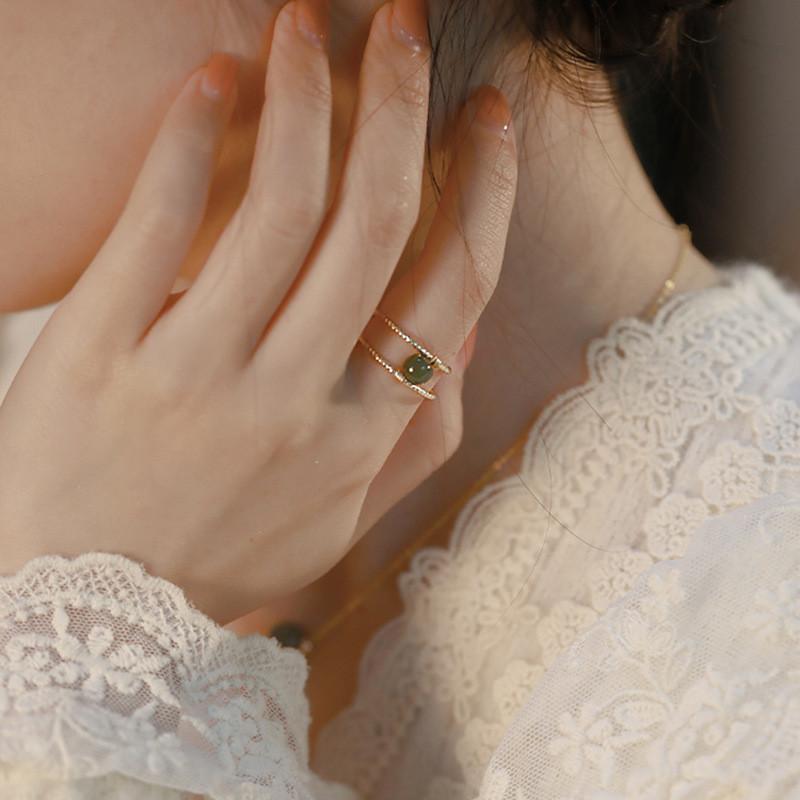 Trendy Ins Style Double Layer Open Ring For Women Elegant Vintage Copper Jewelry