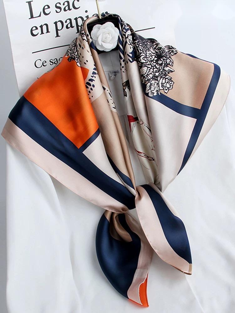 High-End Retro Korean-Style Silk Square Scarf: Versatile Fashion Accessory for Women
