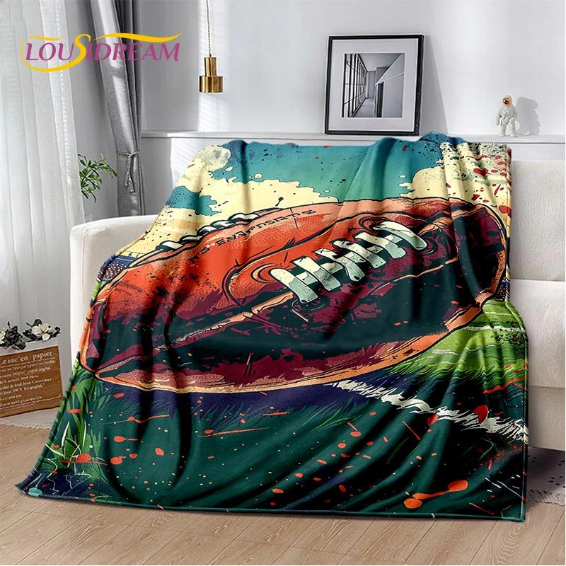 Rugby Field Rugby 2025 Style New American Football Cartoon Soft Blanket,Soft Throw Blanket for Home Bedroom Bed Sofa Travel Kids