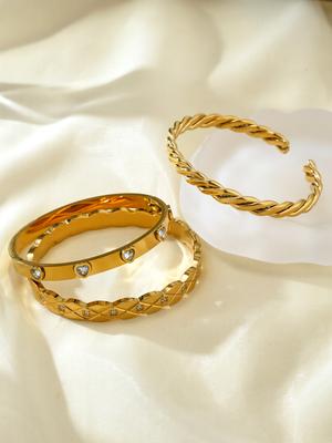 Mode Persönlichkeit Edelstahl Diamantgitter Armband Damen Vergoldet 18K Leichter Luxus Älteres Gefühl von Liebe Armband