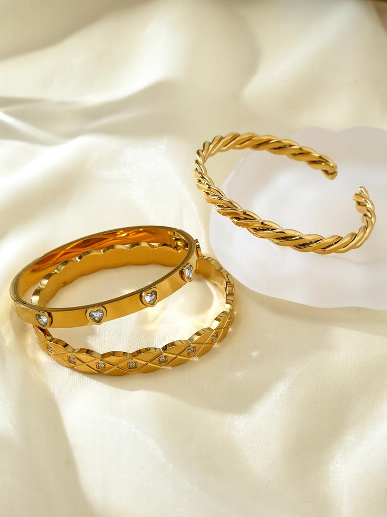 Fashion Personality Stainless Steel Diamond Lattice Bracelet Women'S Gold-Plated 18K Light Luxury Senior Sense Of Love Bracelet