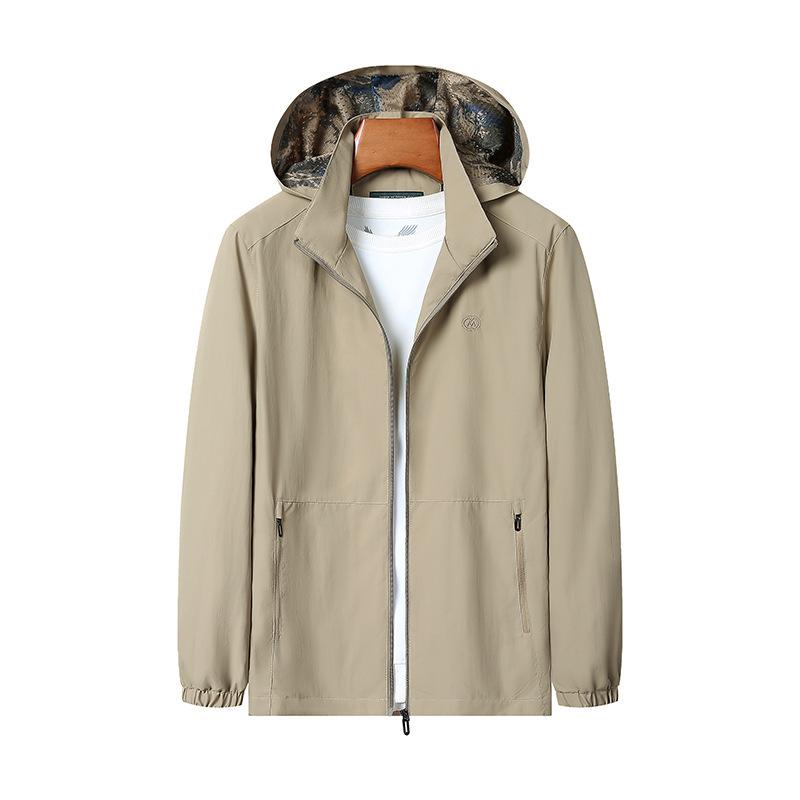 Autumn New Men's Jacket Outdoor Waterproof Quick-drying Plus Size Lapel Hooded Jacket