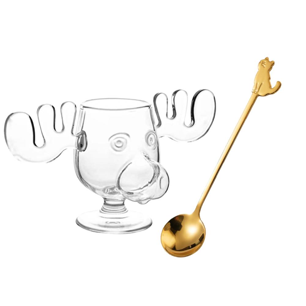 1-3pcs Christmas Elk Glass Cup 240ML Juice Milk Moose Mug Christmas Reindeer Head Beer Water Cup Holiday Party Drinkware Gifts