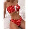 Costume da bagno intero da donna Sexy a fascia stampata Costume da bagno bikini con coulisse per donna