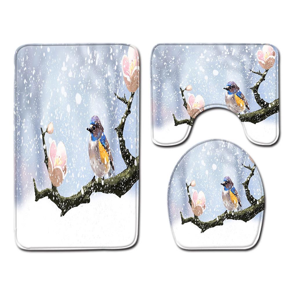 Christmas Bathroom Floor Mat Toilet Three-Piece Set