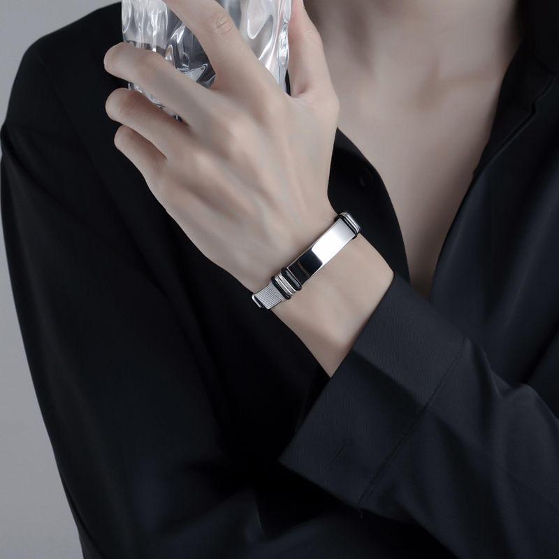 Мужской модный плетеный браслет из титановой стали - Серебряный ремешок Браслет Ювелирный аксессуар