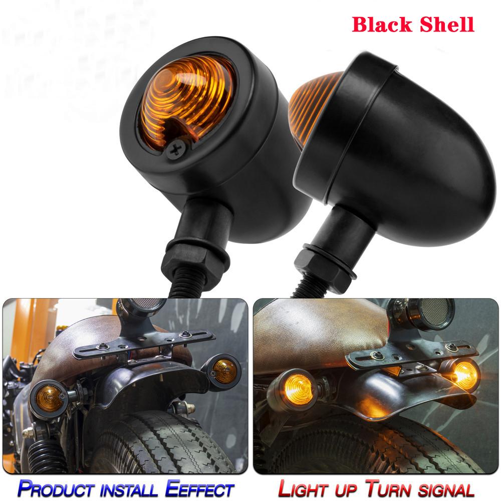 Bullet Motorcycle Turn Signal Lights Indicator Amber Blinker Retro Lamps For Harley Davidson Honda Yamaha Cruiser Bobber Chopper