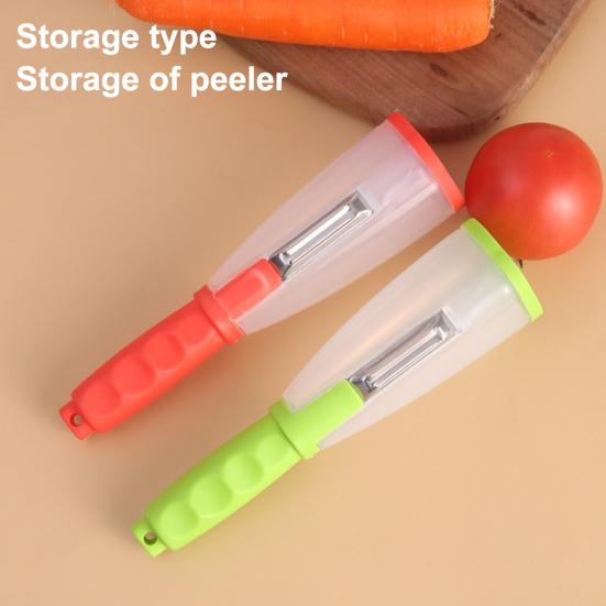 Stainless Steel Peeler with Built in Storage, Vegetable Fruit Cutter, Portable Potato Peeler with Collector, Kitchen Tool