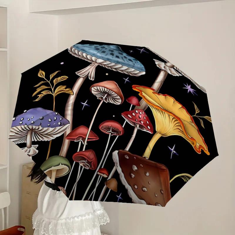 1pc Mystical Mushroom Garden Umbrella with Plastic Handle,Suitable for All Seasons Home Travel Outdoor UmbrellaDD655