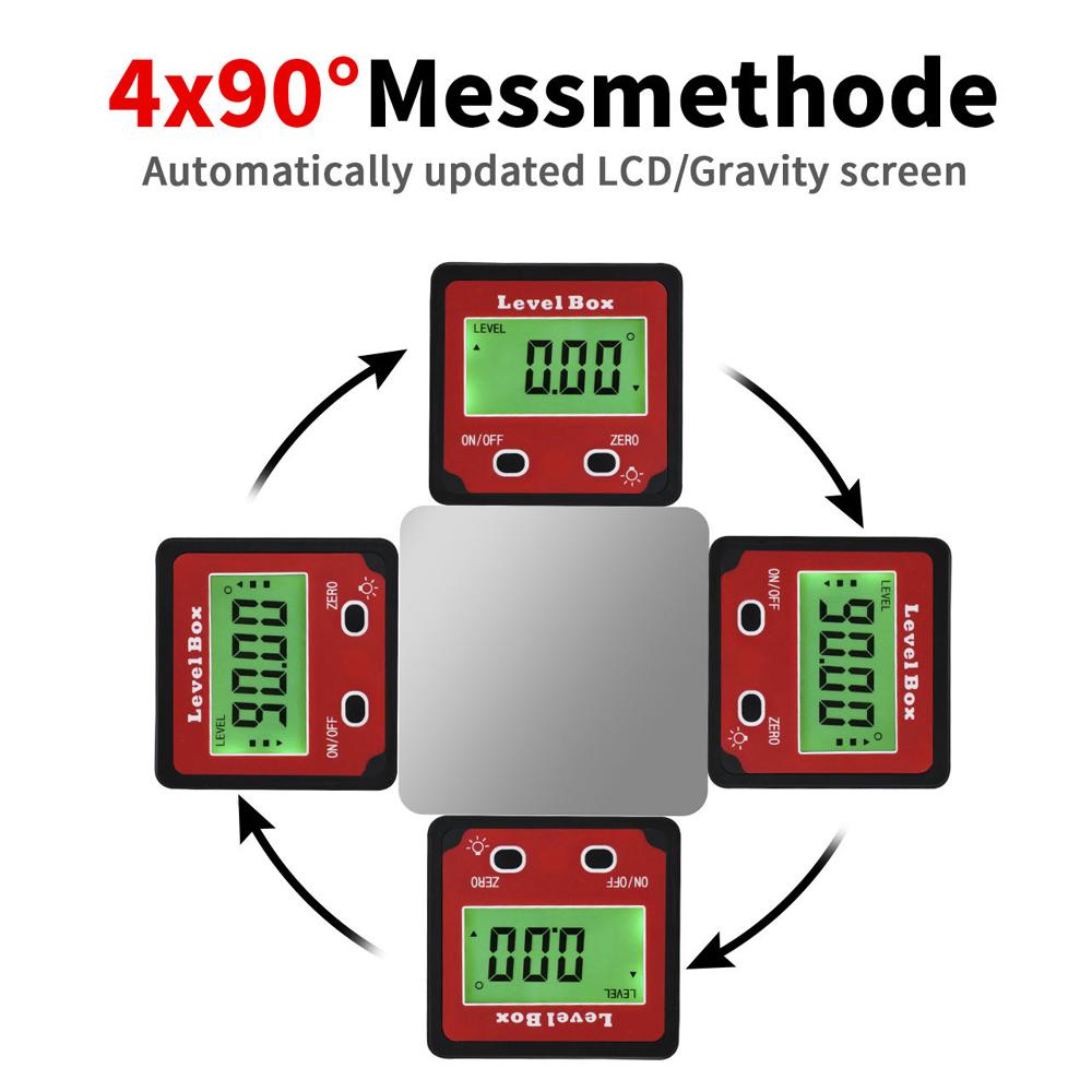 Magnetischer Winkelmesser Winkelmessgerät Winkelmesser Neigungsmesser Klinometer Gehrungswinkel Wasserwaage Elektronisch Digital LCD Hintergrundbeleuchtung