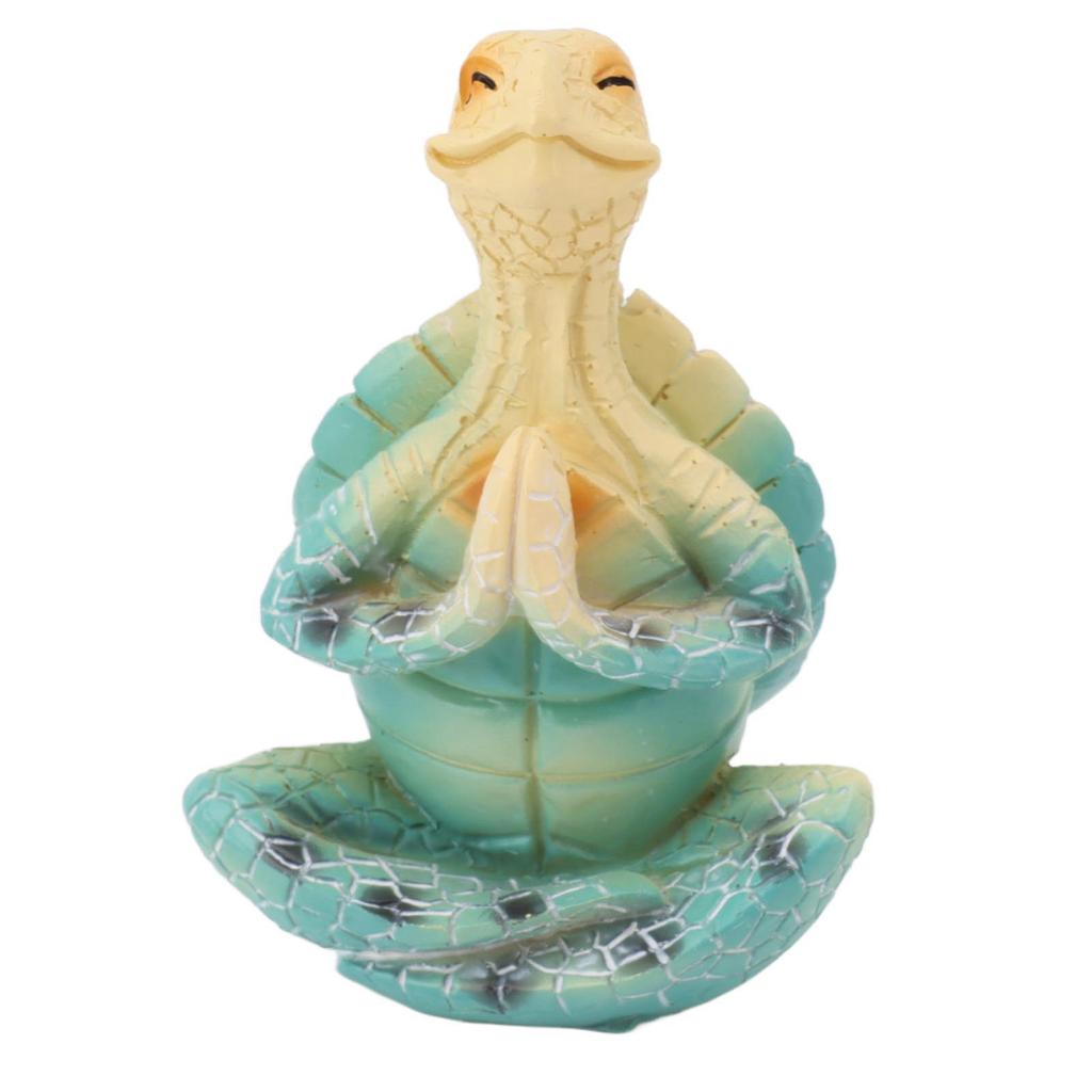 Sea Turtle Yoga Figurine Decoration Summer Meditating Decor Spring Garden Resin Handicraft