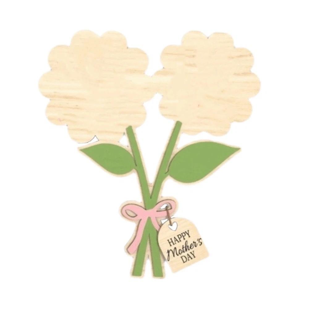 Hand Painted Mother's Day Plaque Decoration Ornament Flower Table Decor Mom Gifts Wooden Flower Craft Spring Decoration