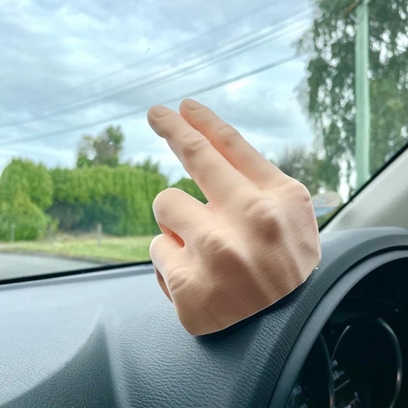 2 Finger Waving Hand Car Dashboard Decoration Salute Lazy Waver Gladiator Cherokee 3D Printed Dash Hand Waving For Auto interior