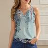 Bayan Tank Top V Yaka Temel Rahat Baskı Dökümlü Yaz Kolsuz Derin Yan Kesim Kadınlar için Tops