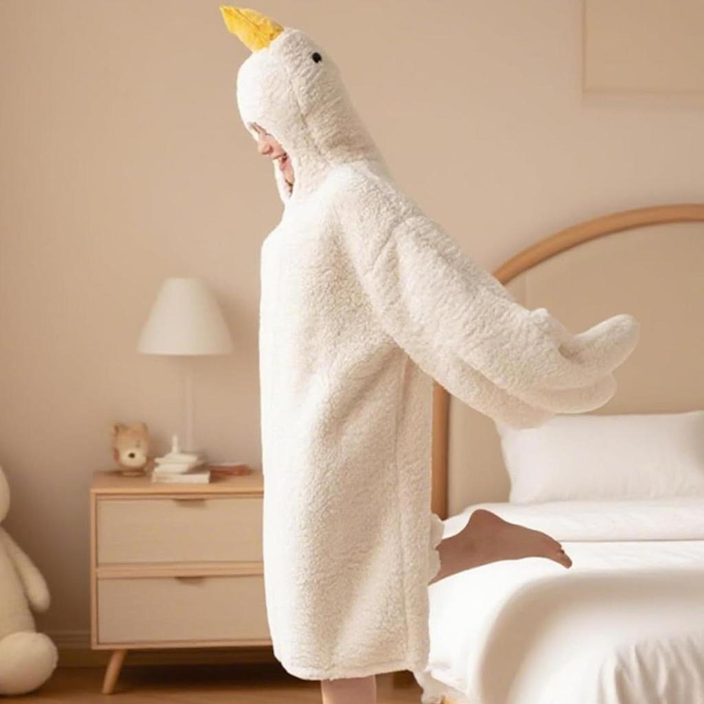 Wearable Blankie Hoodie Geese Shape Oversized Wearable Blanket Loose Warm Pajamas for Adults Teens Men Winter Lounging Reading