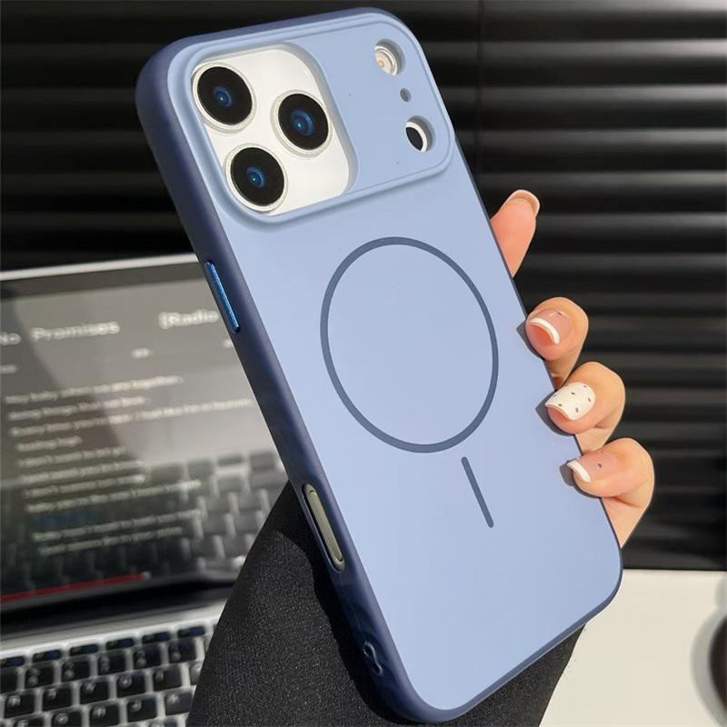 Thin Ring Magnetic Two-Tone Case for iPhone 17 Pro with Skin-Feel, Compatible with iPhone 16 and 15
