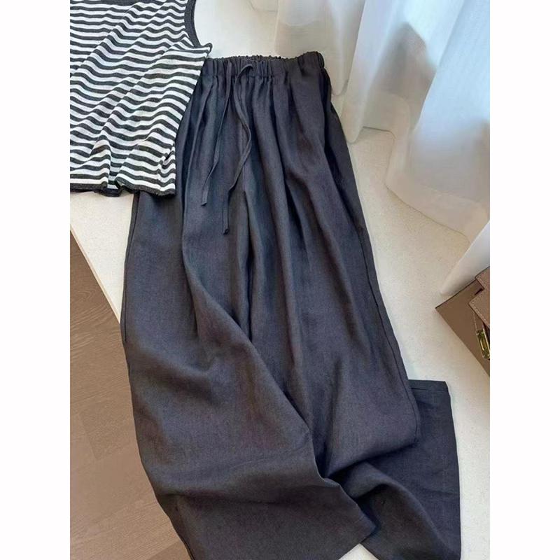 Pantalones de Mujer de Cintura Alta Pierna Ancha Verano Finos Sueltos Casuales Pantalones Harajuku