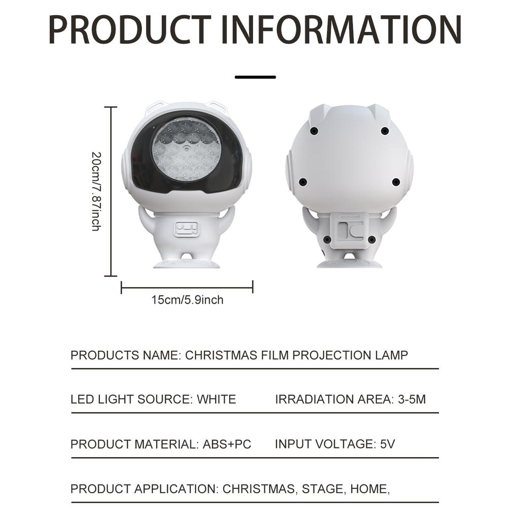 USB Christmas Projection Light Rotatable Dynamic Astronaut Projector Night Lights for New Year Party Decor