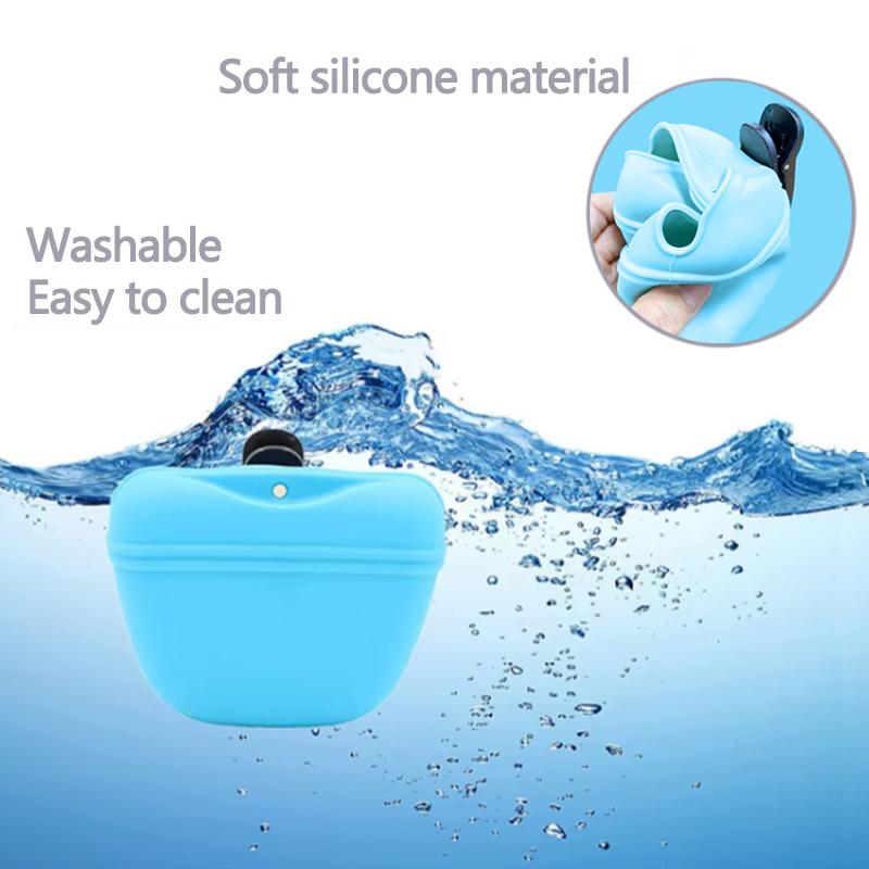 Silicone Dog Treat Pouch Magnetic Closure Pet Training Food Bag Portable Waist Clip Outdoor Puppy Snack Feeding Pocket