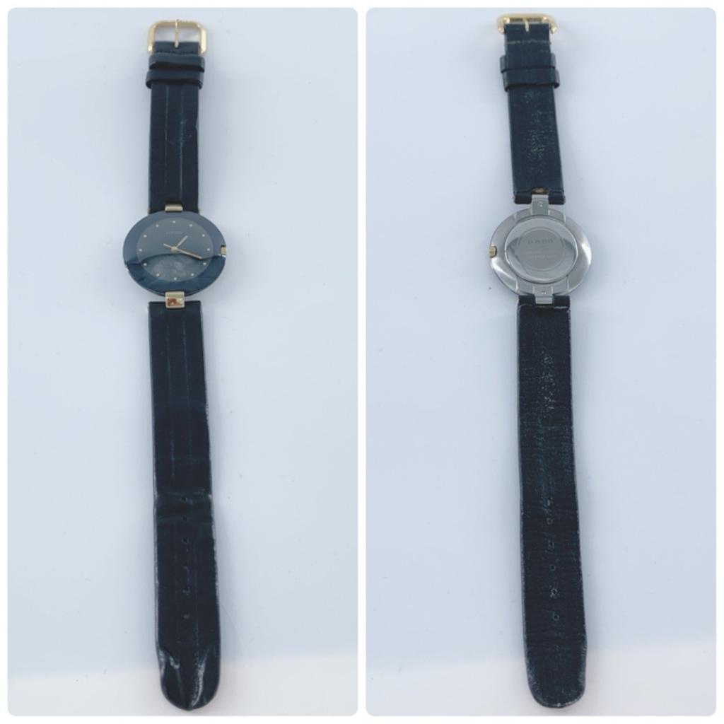 Working Good RADO 129.4075.4N 32796764 Quartz QZ Coupole Sapphire Crystal Men's Watch Gold Black Dial Date Genuine Buckle WATER SEALED 3-Hand