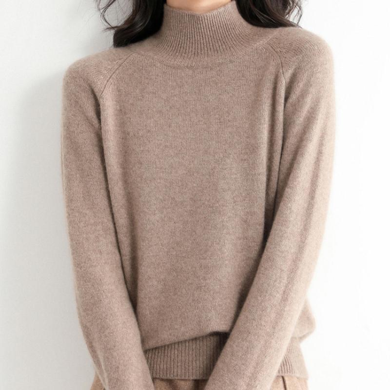 

GMXIA Осенне-зимний свитер с полувысоким воротом, женский внутренний некашемировый с длинными рукавами, утолщенный трикотажный низ, свободные топы XXL верблюд