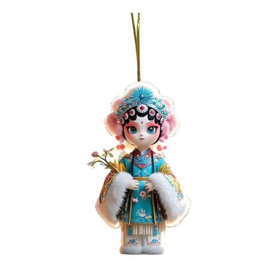 Chinese Opera Figurine Ornament Traditional Chinese Opera Girls Doll Hanging Decor 2D Acrylic Christmas Tree Ornament for Xmas Home Tree Decor