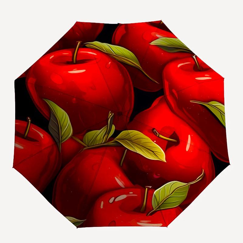 1pc Apple Fruit Auto Open/Close Leisure Umbrella with Windproof, Functional Design, 8-Rib Sturdy Canopy