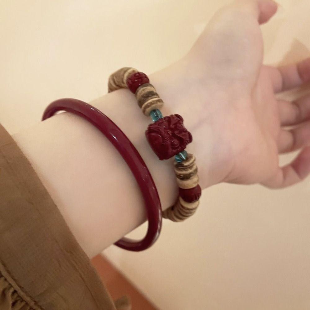 

Браслет для молитвы в неокитайском стиле Pi Xiu Vermilion Bangles Natural Pi Xiu Bracelet Unisex