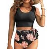 Women Push Up Bikini Set Two Pieces High Waist Tummy Control Swimsuits Bathing Suits Beachwear Water Sports Wear