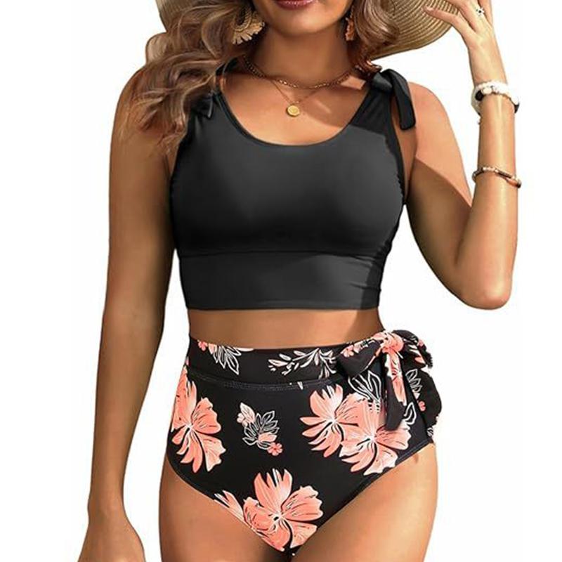 Women Push Up Bikini Set Two Pieces High Waist Tummy Control Swimsuits Bathing Suits Beachwear Water Sports Wear