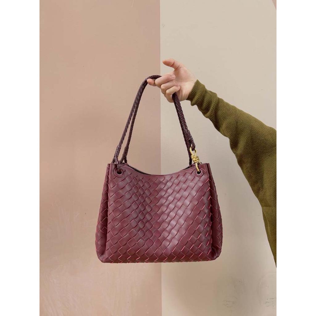 Borsa a tote in pelle a paracadute da donna intrecciata a mano a spalla a tracolla borsa cesto vegetale grande pendolare tendenza
