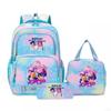 K-Pop Inspired Cartoon School Backpack Set Teen Girls 3pcs Lunch Bag Main Pencil Case Arc Shoulder Straps British Style