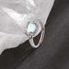 Elegant And Simple Copper Cat Ring With Rainbow Moonstone Fashionable Accessory Hand