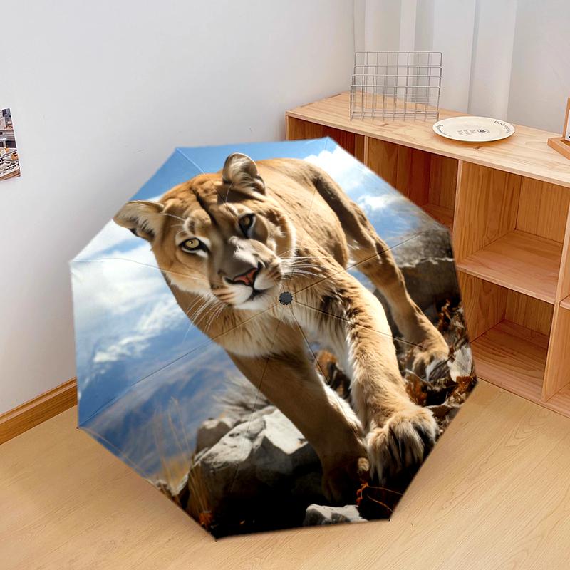 

1 PC Automatic Folding Umbrella - Leopard Pattern, Portable & Foldable Design with 8 Ribs, Christmas Birthday Gifts