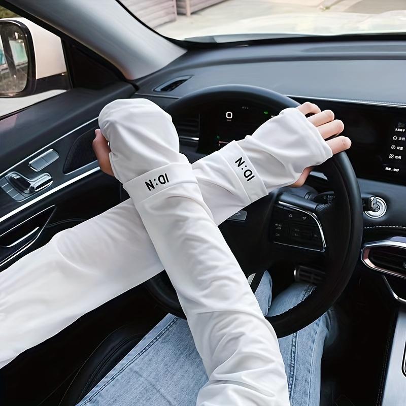 Breathable Arm Sleeves Elastic Loose-Fit Fingerless Arm Sleeves Unisex Sun Protective Apparel for Outdoor Cycling, Driving & Summer Activities