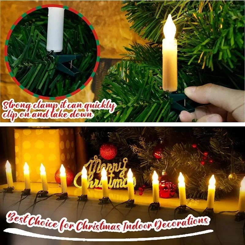 Flameless Taper Candle String Lights with Clips 10 or 20 LED for Christmas Tree Home Party Holiday Decorations