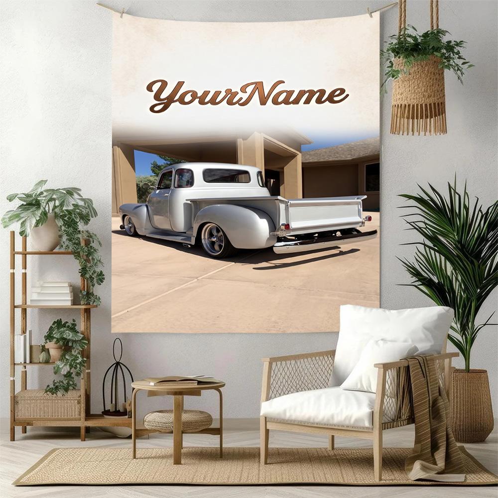 Peterbilt Heavy Trucks Custom Your Name Wall Decor Tapestry Art For Pet Memorial Birthdaywedding Party Backdrop Family Gift