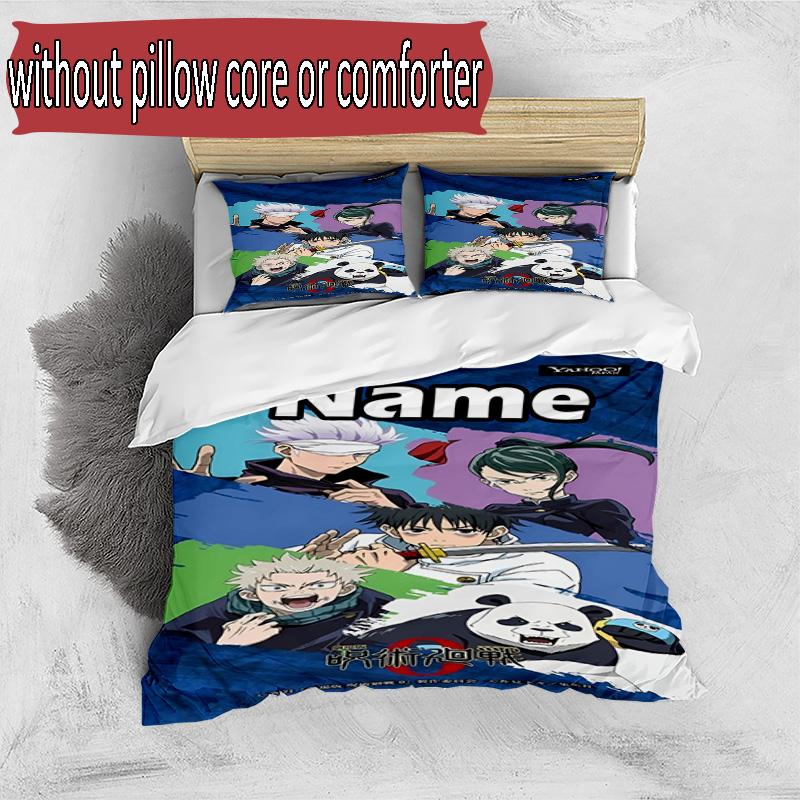 Set copripiumino 3 pezzi (1*Copripiumino + 2*Federe, Senza Nucleo), Set Biancheria da Letto Personalizzato con Nome e Motivo Jujutsu Kaisen, Regalo Decorazione Camera da Letto