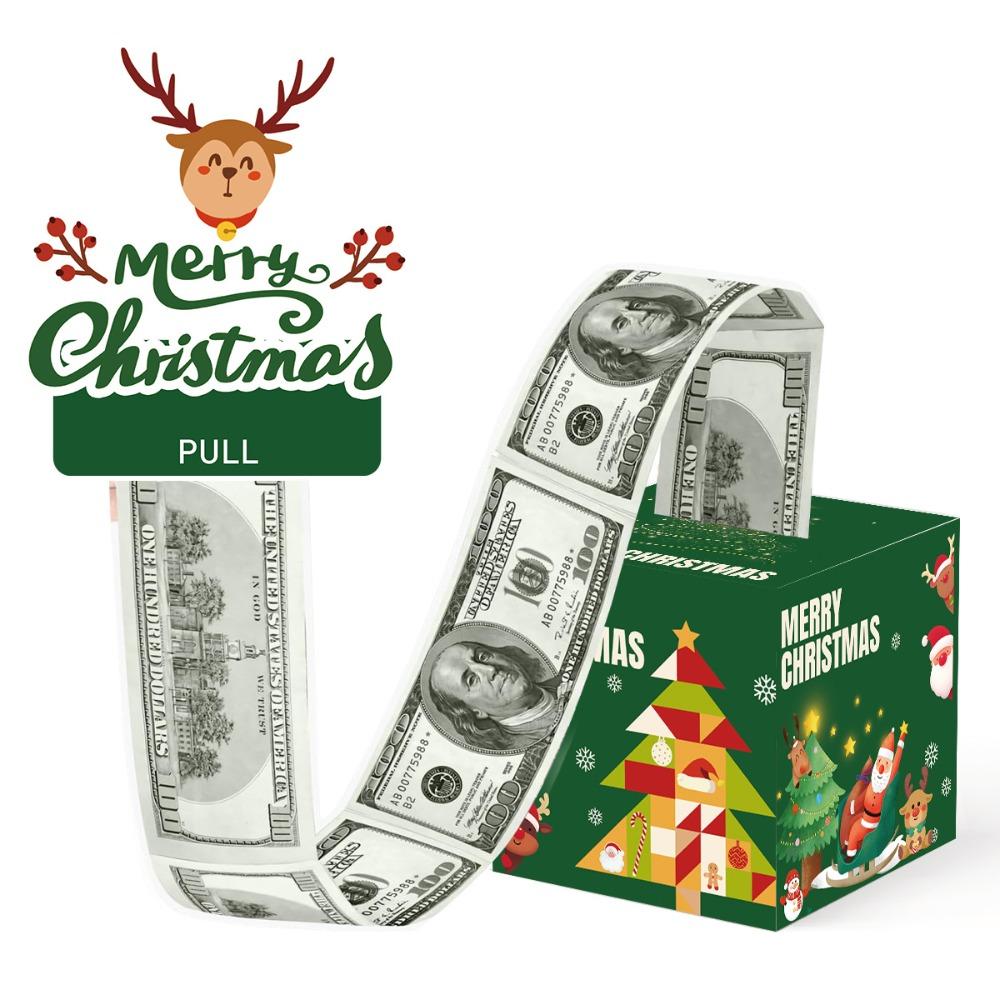 Pull Out Christmas Money Box Christmas Tree With 50pcs Transparent Bags Cash Pull Gift Boxs Snowman Santa Surprise Gift Boxes