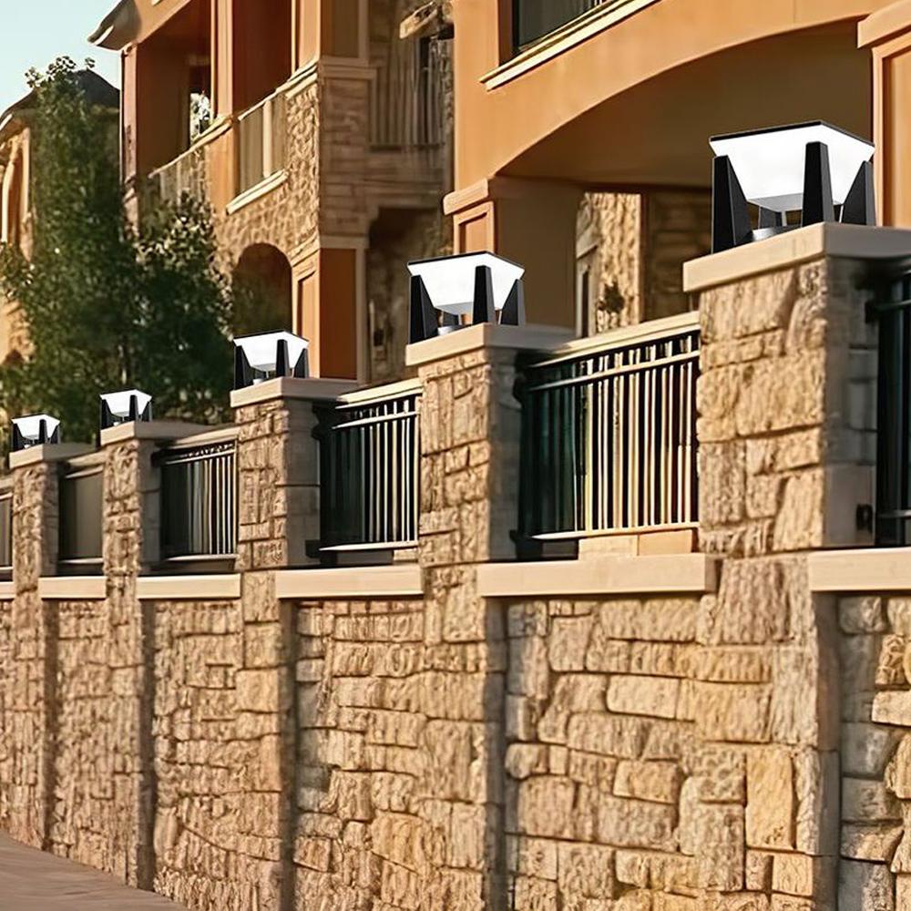 Solar Post Lights Outdoor Solar Pillar Cap Lantern Waterproof 3 Color Mode Fence Post Solar Light Deck Garden Patio Decor