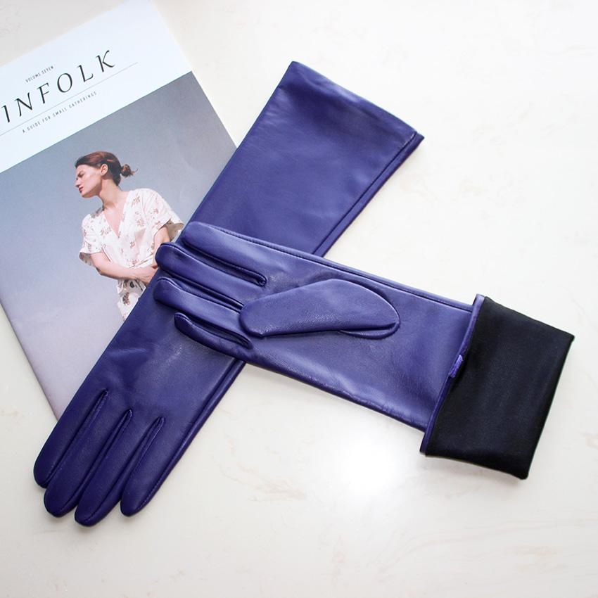 

Сенсорные новые женские длинные перчатки тонкие шелковые подкладки кожаные перчатки 7.5