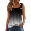 Sommer-Tanktops für Damen, plissiert, quadratischer Ausschnitt, O-Ring-Schulter, ärmelloses bedrucktes Oberteil, lässige, lockere Passform, trendige Bluse