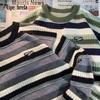 Unisex Striped Crew Neck Knitted Sweater - Autumn/Winter Trend, Hong Kong Style, Loose Fit, Versatile and Cozy.