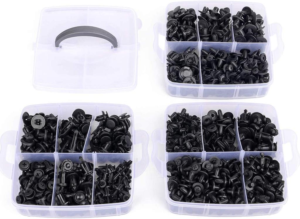 Autoam Bumper Clips, Trim Clips, 620 Pcs, 16 Types, Universal Automotive Fenders, Plastic Rivets,