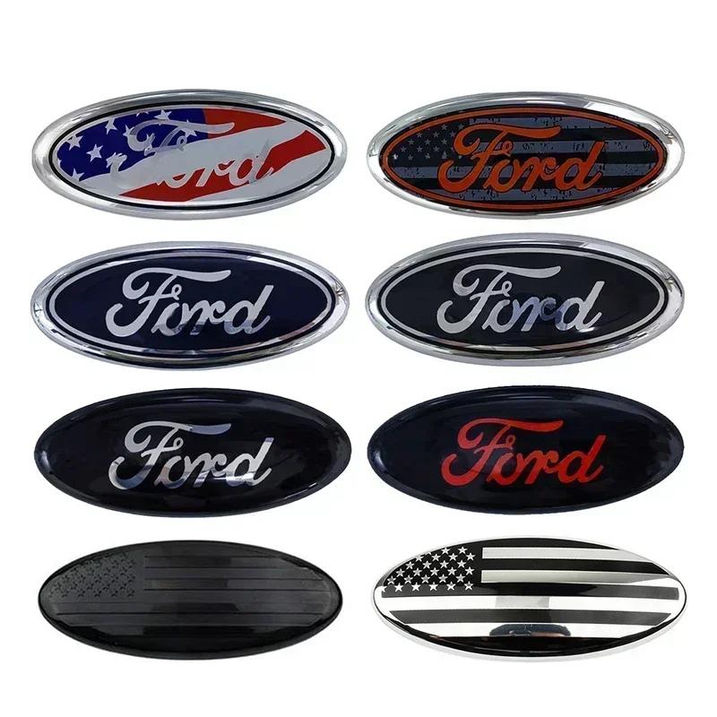 For Ford Mondeo Fusion Focus Fiesta Kuga Edge Transit Ecosport 12.5x5cm Car Front Emblem Logo Rear Trunk Badge Decal Decoration SG7