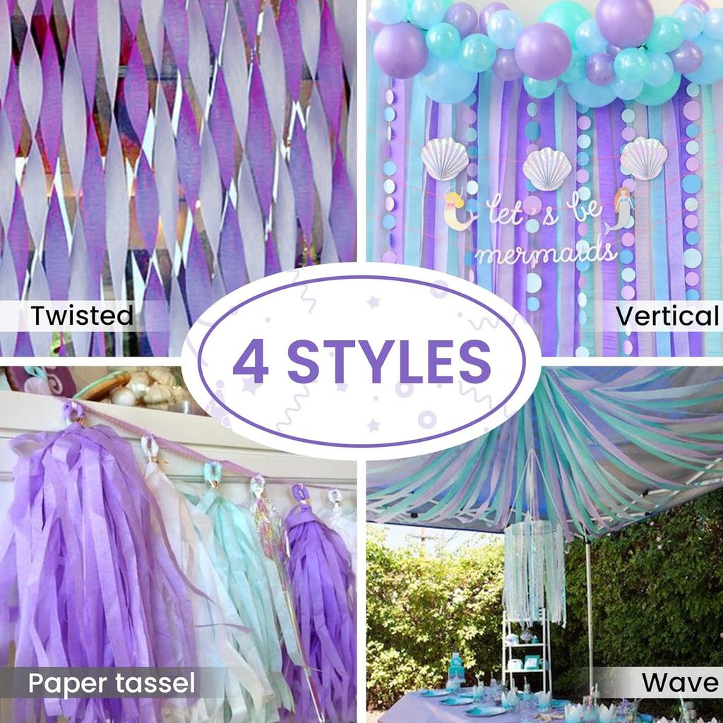 Rainbow 3Pcs/Set Crepe Paper Streamers For Wedding Birthday Party Backdrop Decoration Vibrant Multi-Colored Paper Crepe Garland Ribbon Decor