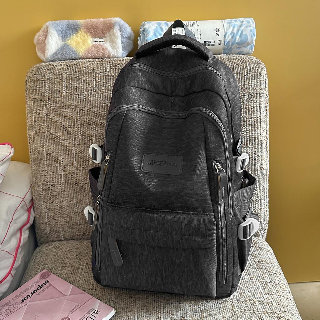 Schoolbagins Simple Large-capacity Schoolbag High School Student Junior High School Student College Student Versatile Solid Color Backpack Women's