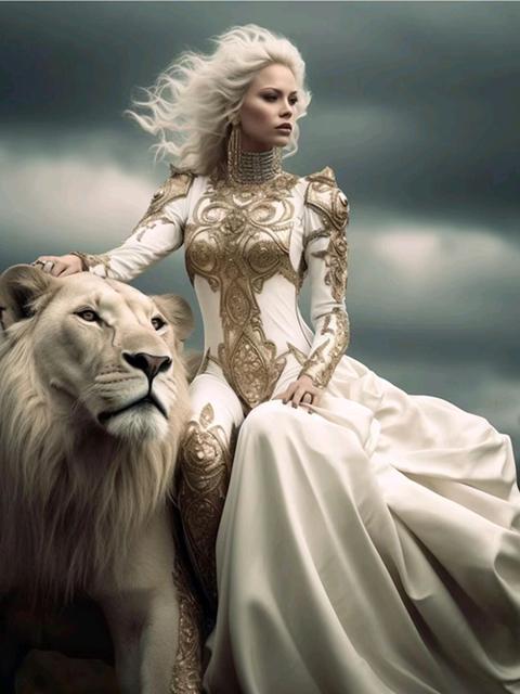 DIY Diamond Painting New Arrival 2023 Mosaic Handsome Women and Lions Cross Stitch Kit Rhinestone Embroidery Full Drill